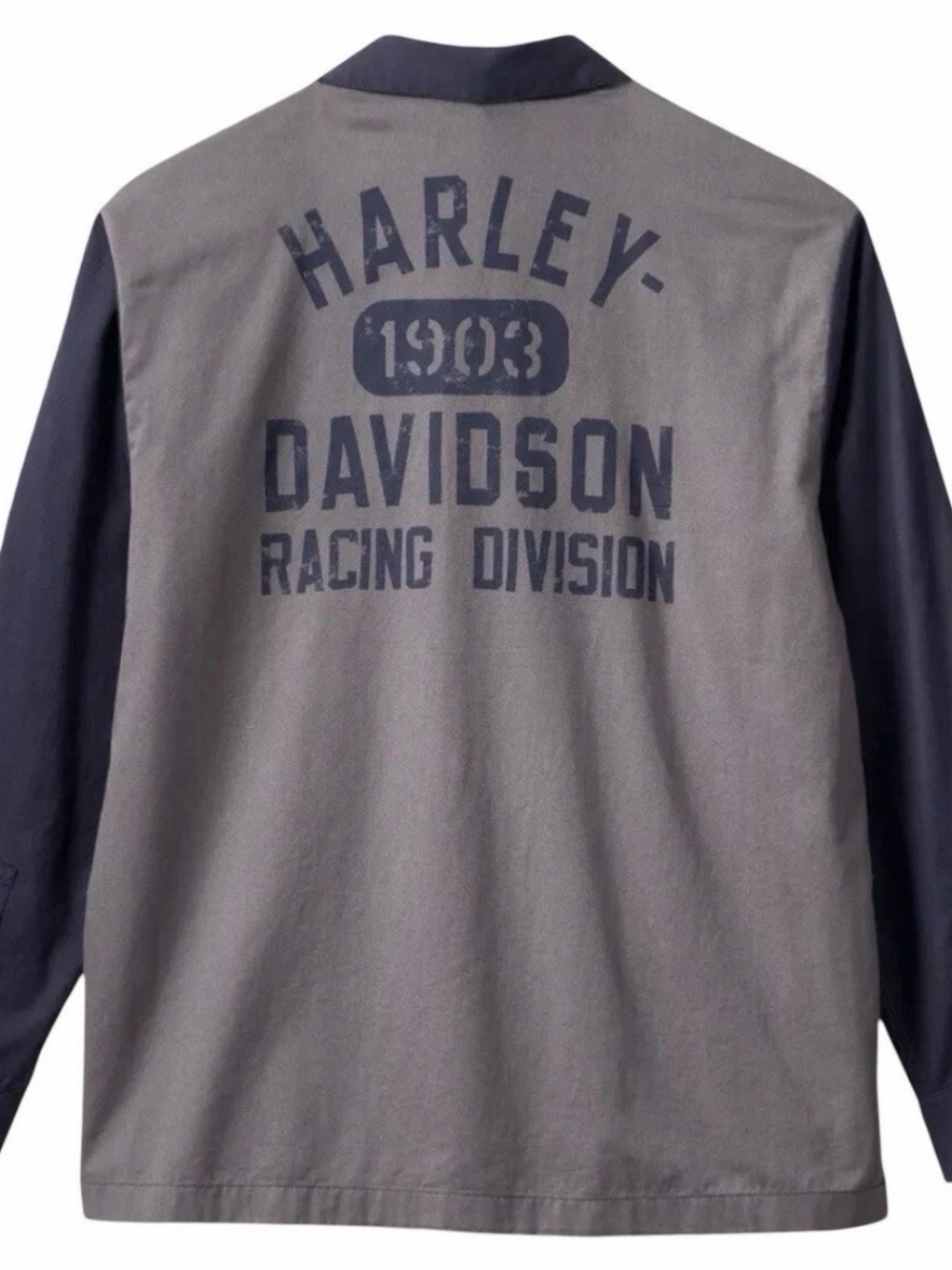 Harley Davidson  Racing Division Blue Grey Long Sleeve Shirt